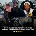 Ananzo’s Gratitude Pays Off: Davido Fulfills $5,000 Promise After Viral Endorsement Boosts Ghanaian Creator’s Career