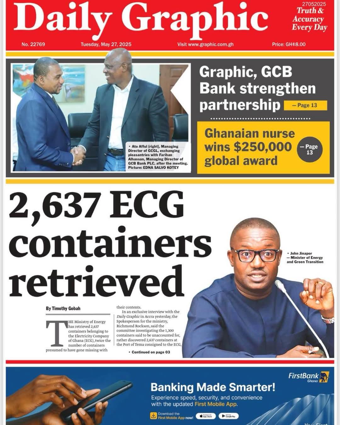 Ministry of Energy Retrieves 2,637 ECG Containers at Tema Port